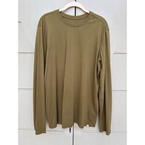 Pact Men's Organic Cotton Long Sleeve Green Crewneck T-Shirt Sz L Outdoors Basic